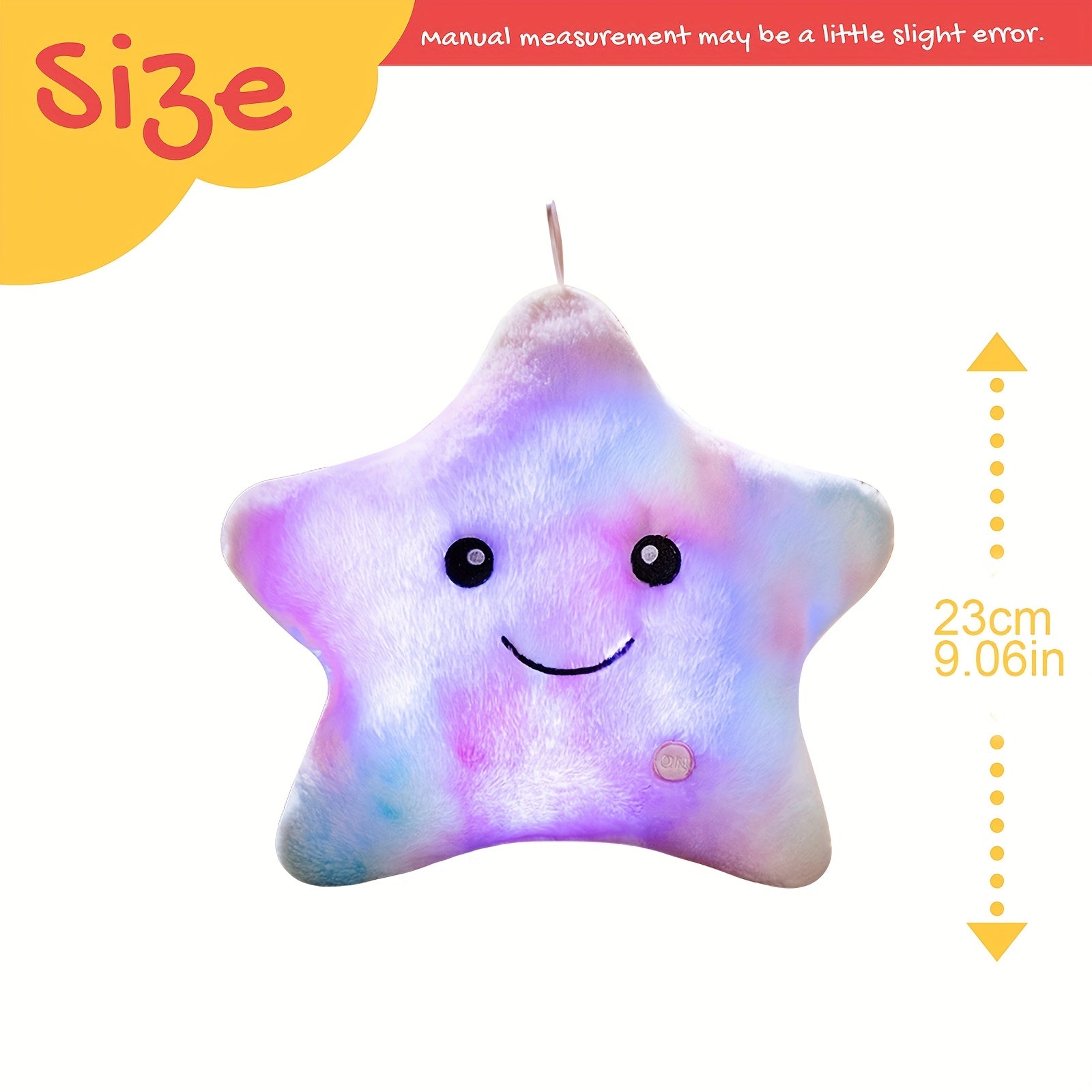 AKKUN Purple Glow in the Dark Star Plush Toy, Adorable Soft Star Shaped Stuffed Animal, Woven Polyester, Magical Nightlight, with Ideal Gift for Star Lovers and Cozy Spaces